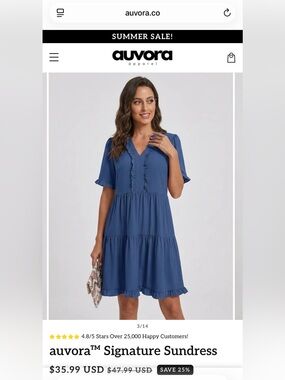 Auvora Signature Blue Sundress size XL NWT